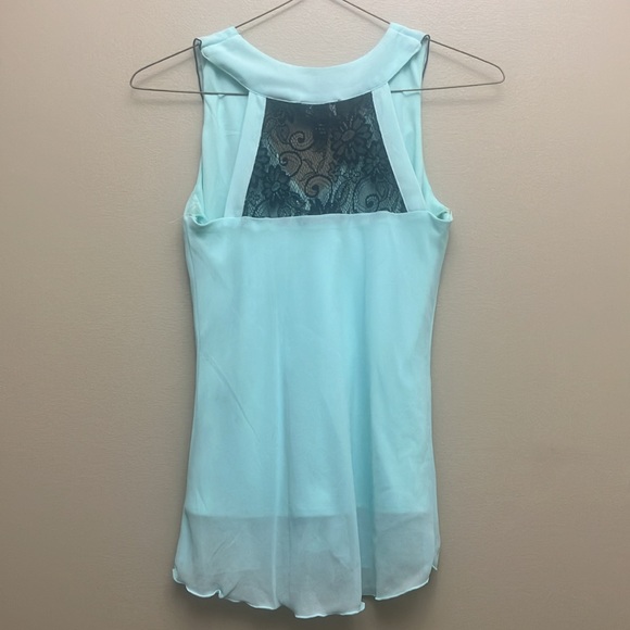 BCX Aqua Ruffle Front Lace Back Sleeveless Blouse Top - Picture 7 of 10